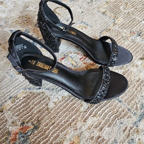 Dream Pairs Rhinestone 3-Inch Chunky Heel Sandals, like new sz 9 - Picture 4 of 8
